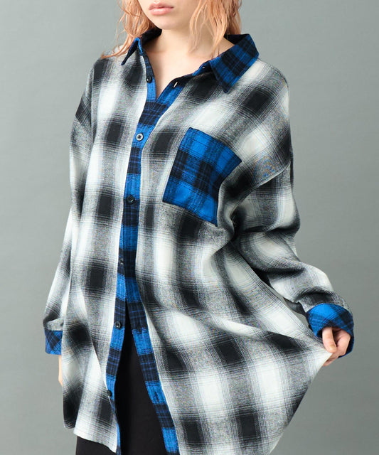 クレイジー配色 オーバーサイズ チェック シャツ 793-9372