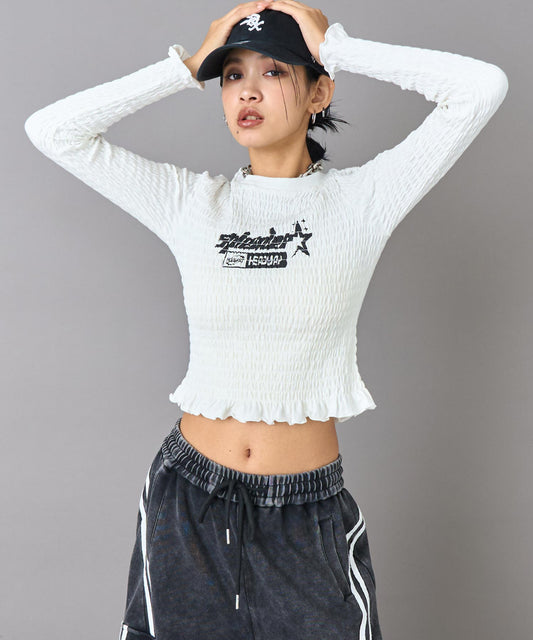 ギャザー シャーリング ロング スリーブ トップス 793-9385