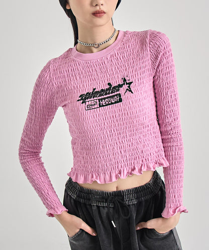 ギャザー シャーリング ロング スリーブ トップス 793-9385