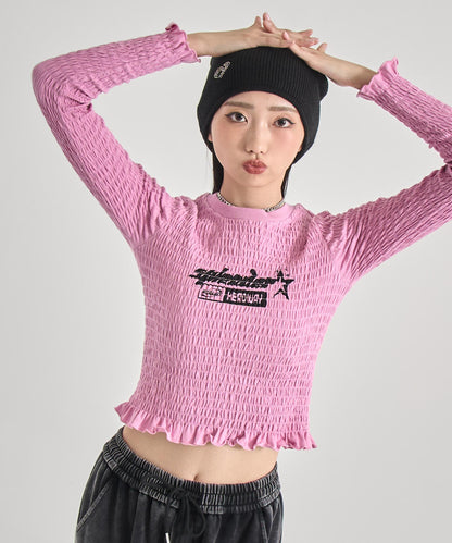 ギャザー シャーリング ロング スリーブ トップス 793-9385