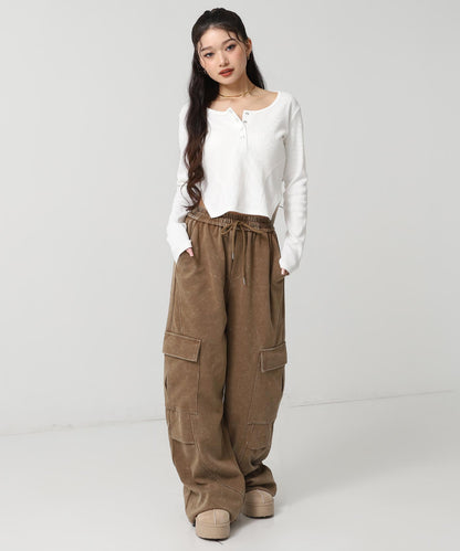 ヘンリーネック コルセット デザイン リブ トップス 793-9392