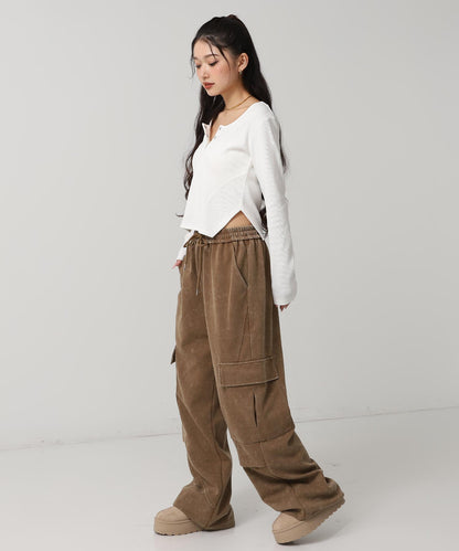 ヘンリーネック コルセット デザイン リブ トップス 793-9392