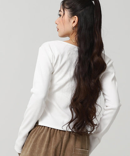 ヘンリーネック コルセット デザイン リブ トップス 793-9392