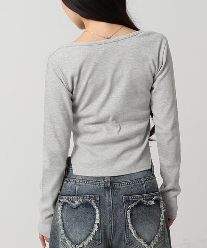 ヘンリーネック コルセット デザイン リブ トップス 793-9392