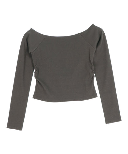 サイド ギャザー オフショルダー リブ トップス 793-9393