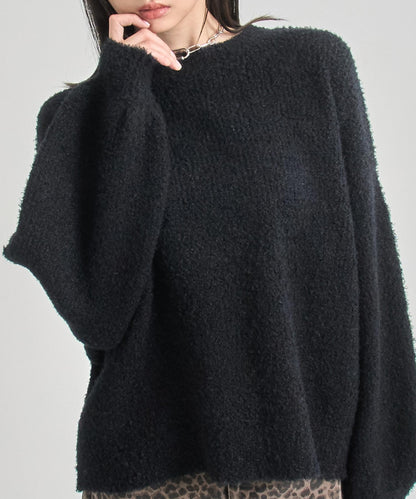 フェザーヤーン クルーネック ソフトタッチ ニット トップス 793-9397