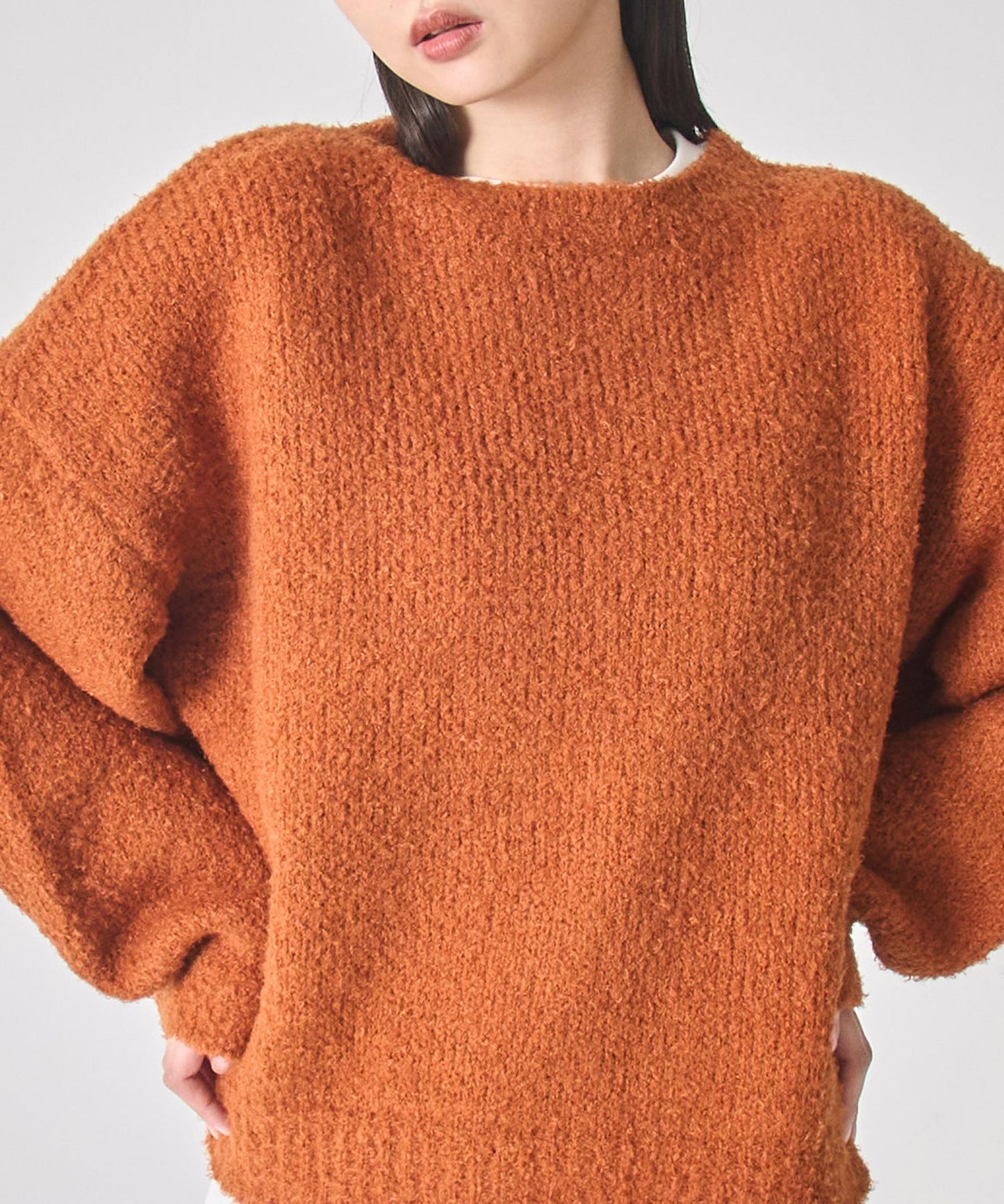 フェザーヤーン クルーネック ソフトタッチ ニット トップス 793-9397