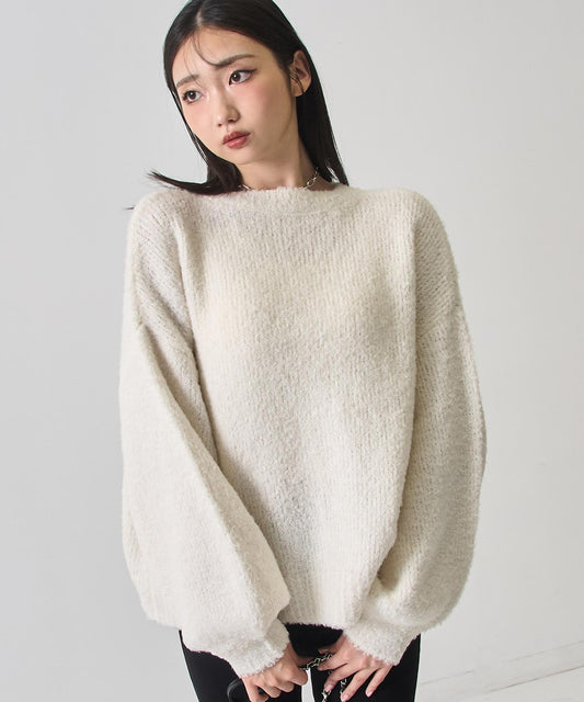 フェザーヤーン クルーネック ソフトタッチ ニット トップス 793-9397