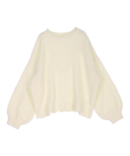 フェザーヤーン クルーネック ソフトタッチ ニット トップス 793-9397