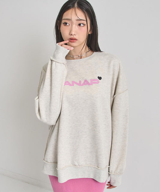 ANAPロゴ ハートポイント アウトシーム 裏起毛 スウェット プルオーバー 【 親子お揃い 】793-9400