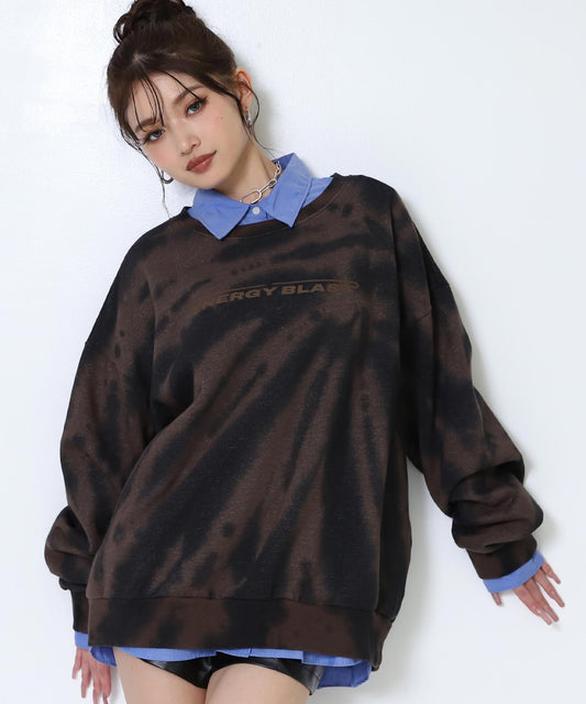 オーバーサイズ タイダイ クルーネック 裏起毛 スウェット 793-9407