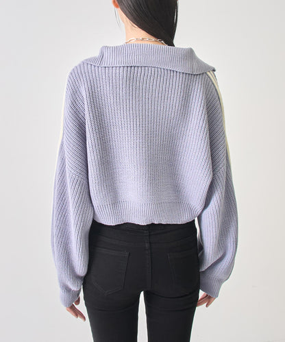 ハーフジップ ライン デザイン ニット トップス 793-9421