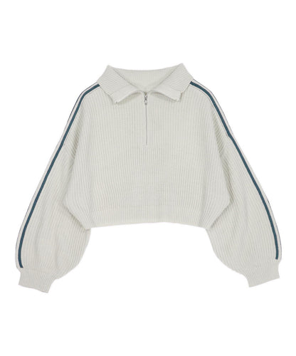 ハーフジップ ライン デザイン ニット トップス 793-9421