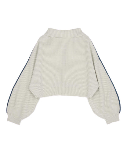 ハーフジップ ライン デザイン ニット トップス 793-9421