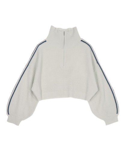 ハーフジップ ライン デザイン ニット トップス 793-9421