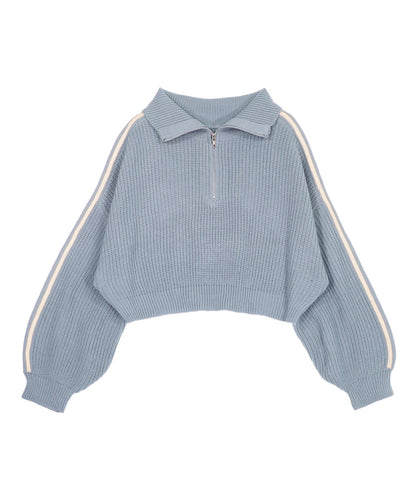 ハーフジップ ライン デザイン ニット トップス 793-9421