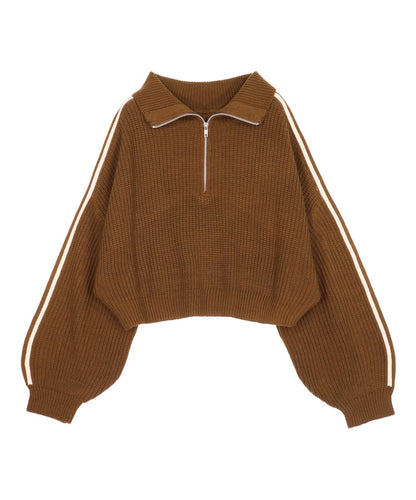 ハーフジップ ライン デザイン ニット トップス 793-9421