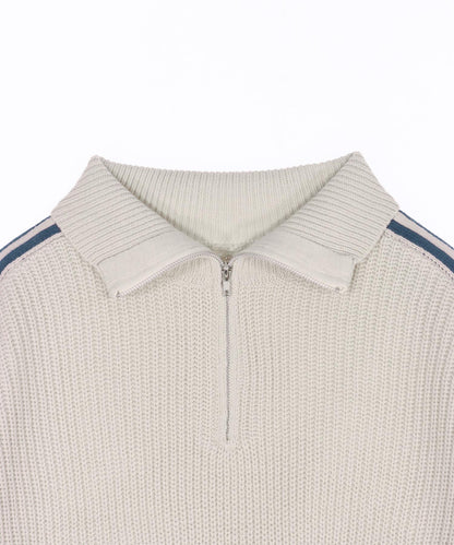 ハーフジップ ライン デザイン ニット トップス 793-9421