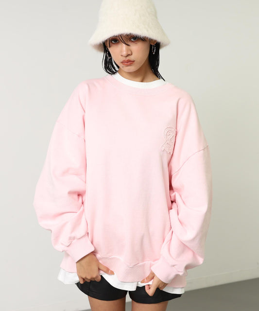 ワッペン ロゴ ヘビーウェイト ピグメント加工 裏毛 スウェット  793-9424