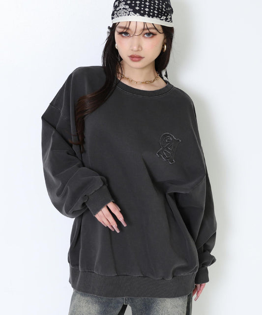 ワッペン ロゴ ヘビーウェイト ピグメント加工 裏毛 スウェット  793-9424