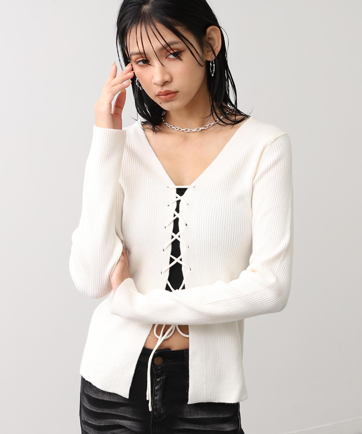 レースアップ リブニット トップス 793-9434 – ANAP オンラインショップ