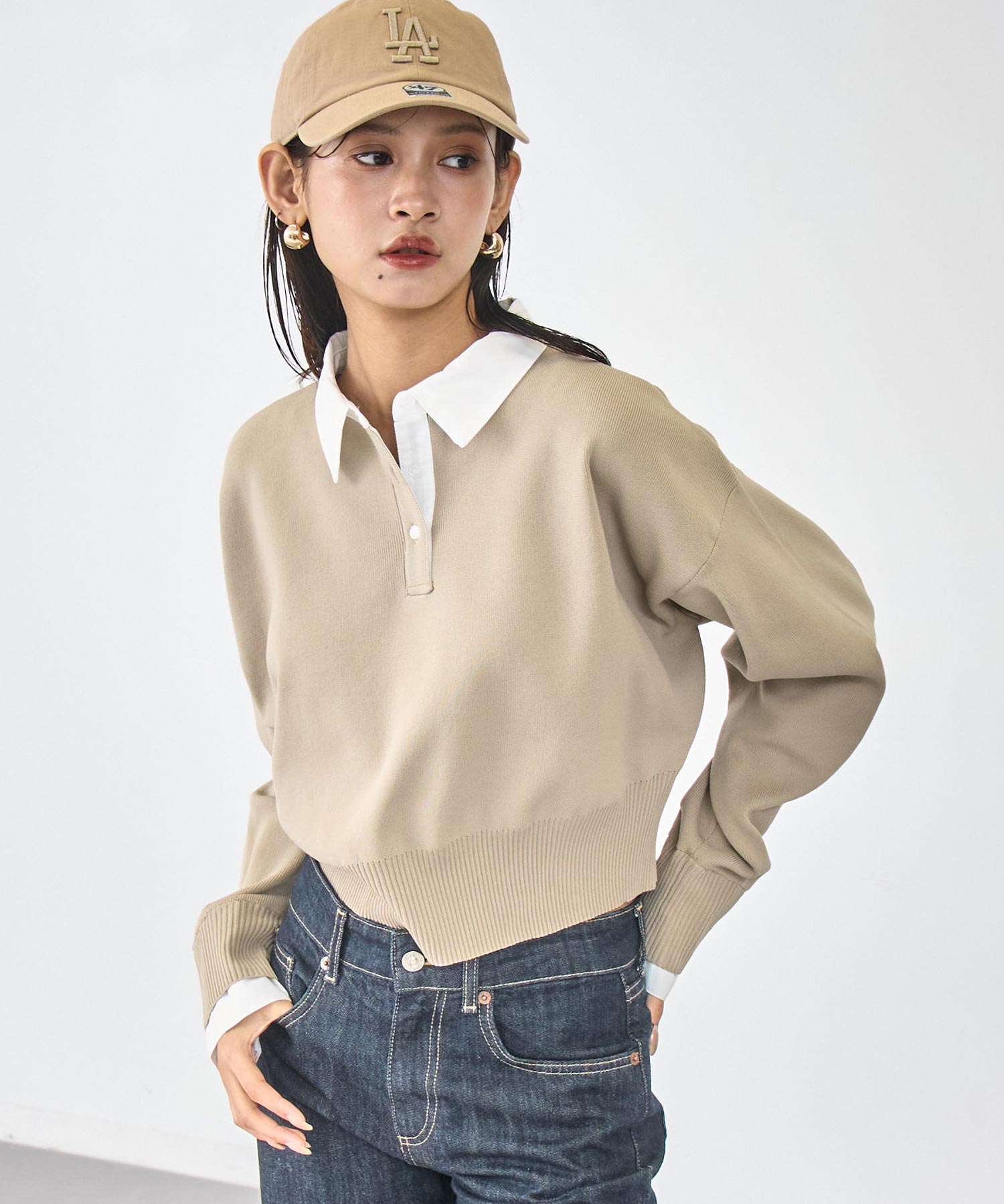シャツ襟 ドッキング クロップド ニット 793-9445 – ANAP オンライン