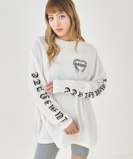 ブラックレター プリント ラグランスリーブ ロンT  793-9489