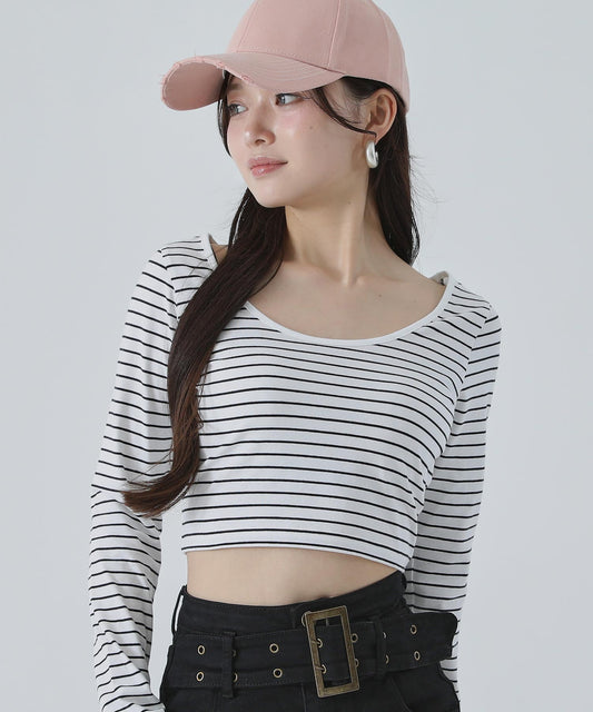 Uネック ベーシック クロップド トップス 793-9516