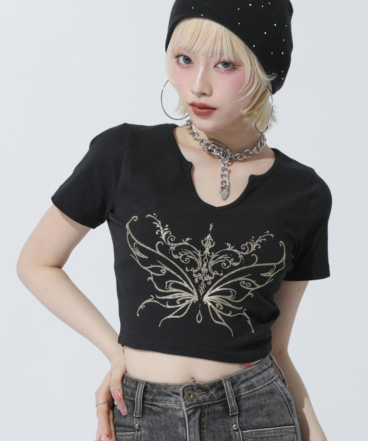 バタフライ プリント クロップド Tシャツ 793-9519 – ANAP オンライン