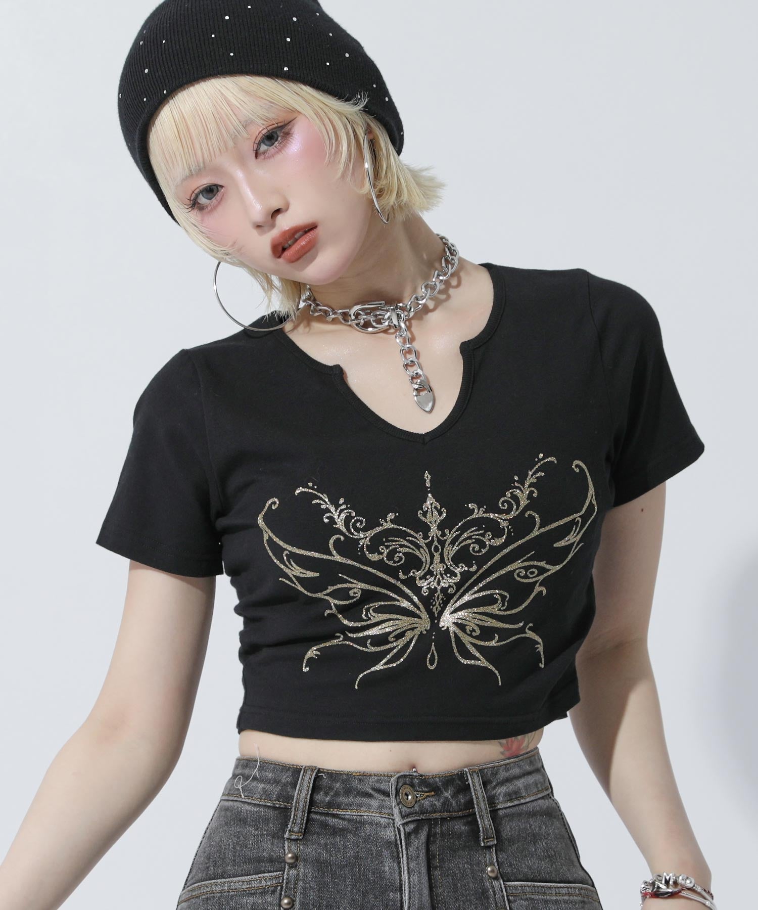 PUTUMAYO バタフライガールプリント Tシャツ ブラック レア品y2k バタフライ プリント クロップド Tシャツ 793-9519 – ANAP オンライン