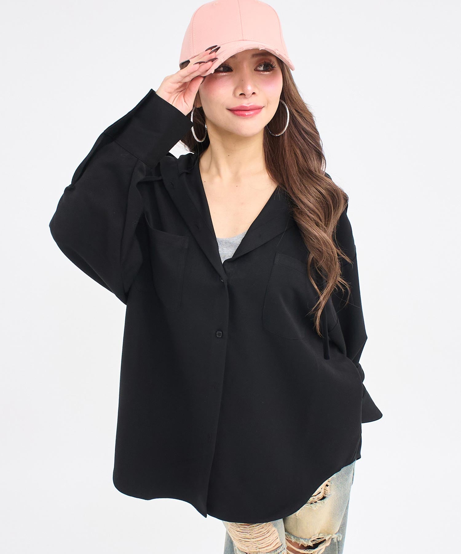 フード付 ビッグシルエット シャツ 793-9523 – ANAP オンラインショップ