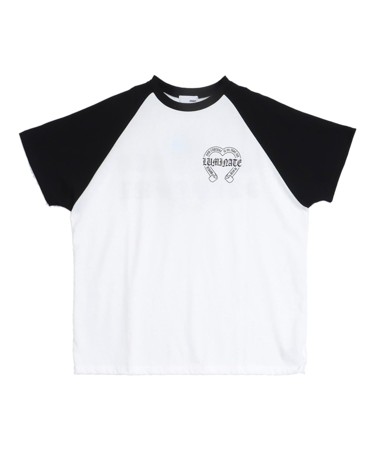 ブラックレタープリント ラグランスリーブ Tシャツ 793-9553 – ANAP