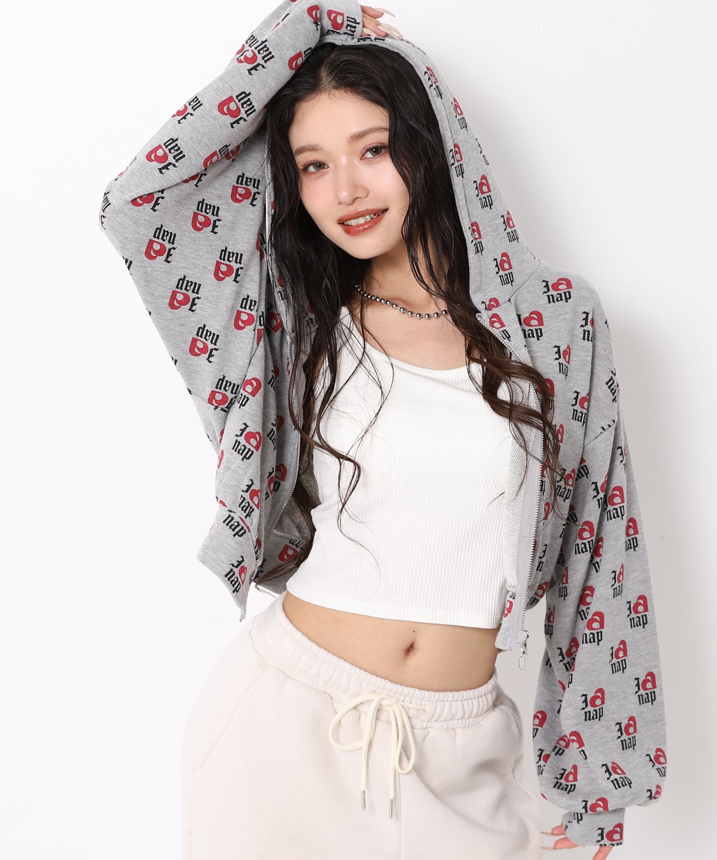 I LOVE anap 裏毛 ダブル ジップ スウェット パーカー 794-9360