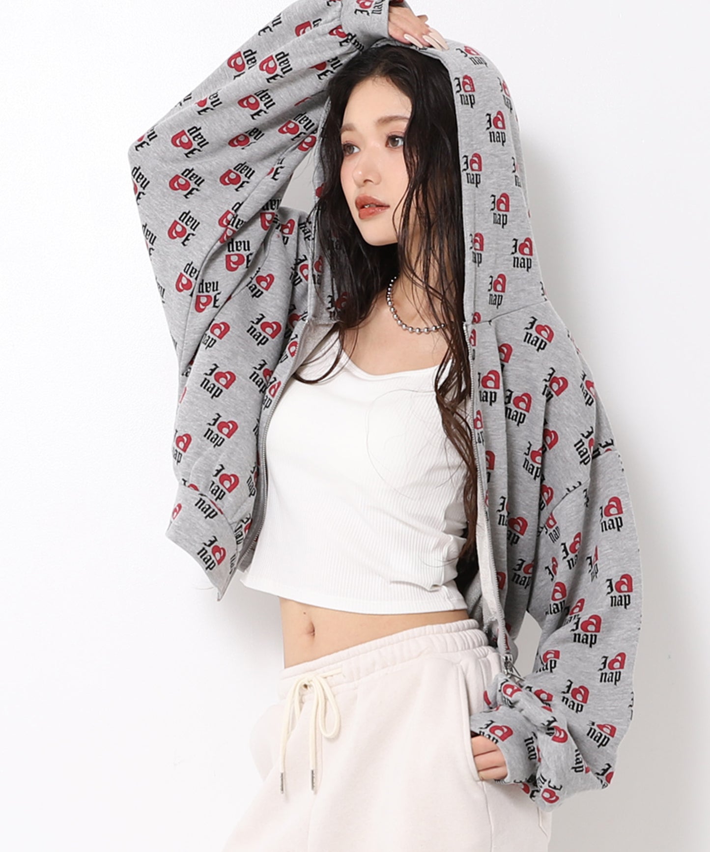 I LOVE anap 裏毛 ダブル ジップ スウェット パーカー 794-9360