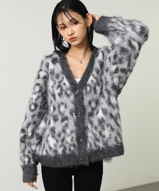 レオパード柄 シャギーニット カーディガン 794-9415