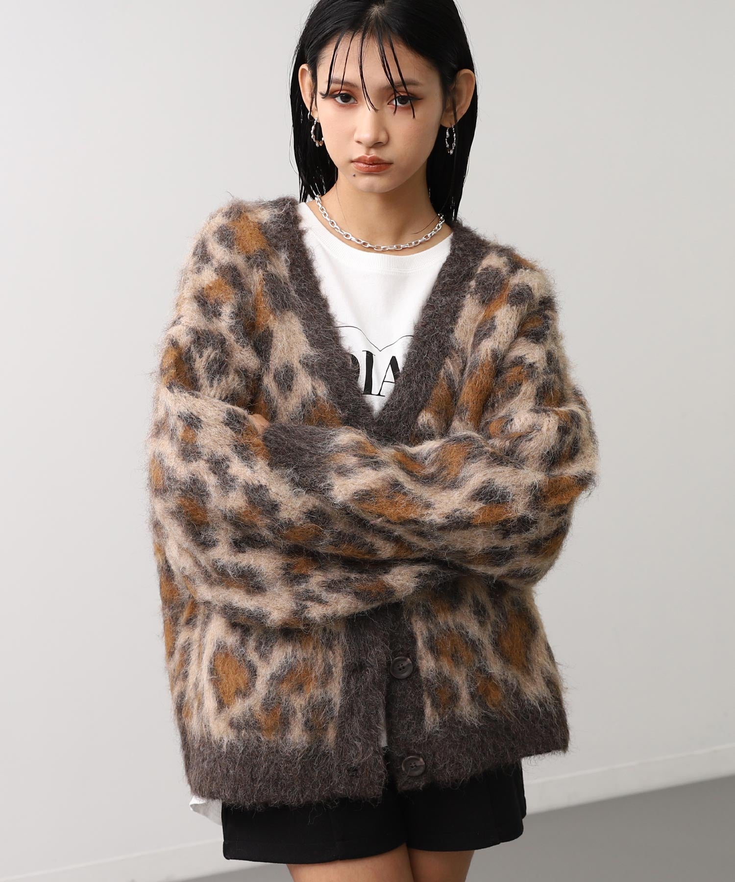 レオパード柄 シャギーニット カーディガン 794-9415 – ANAP