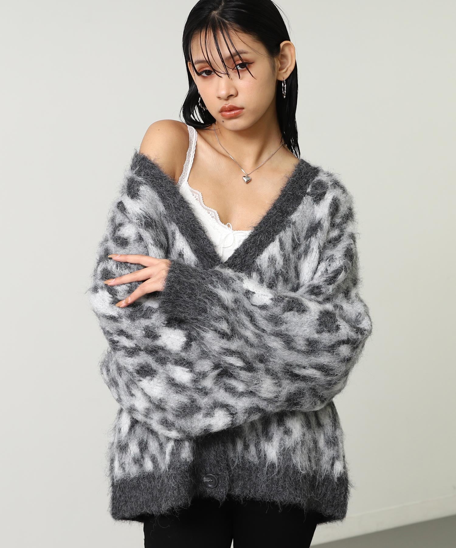 レオパード柄 シャギーニット カーディガン 794-9415 – ANAP