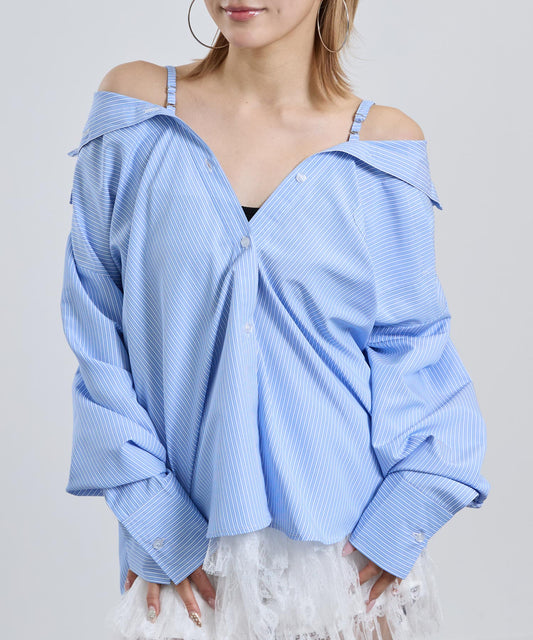 2way ストライプ オーバーサイズ シャツ 794-9466