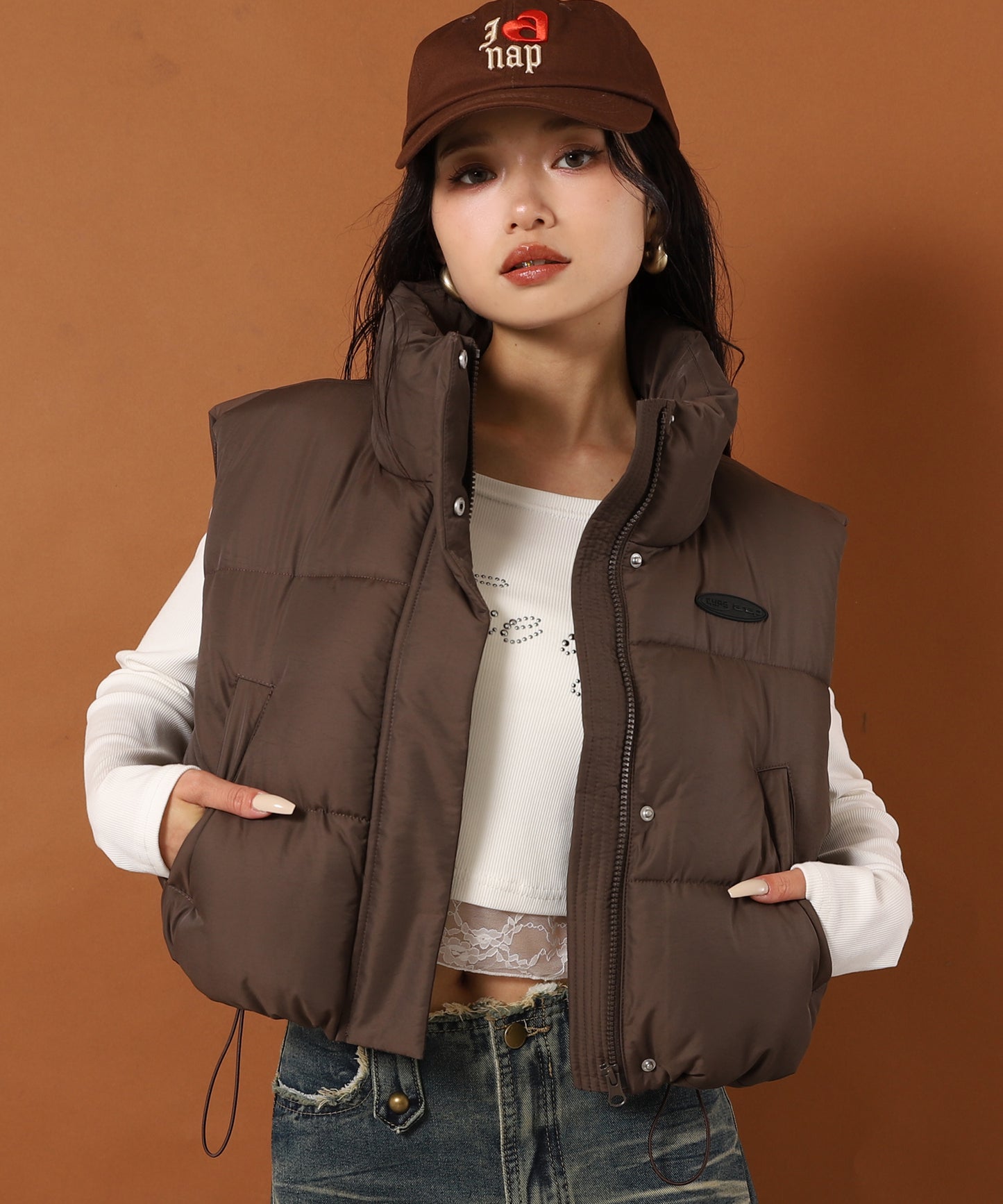 ナイロン ファイバー ダウン ショート ベスト 795-9366