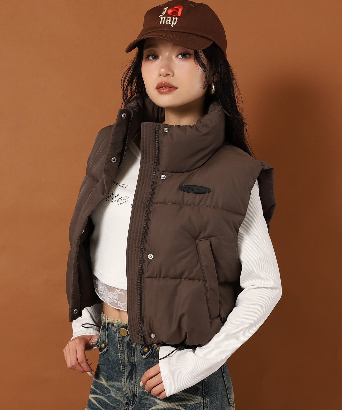 ナイロン ファイバー ダウン ショート ベスト 795-9366