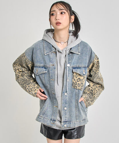 レオパード 切り替え デニム ジャケット 795-9390