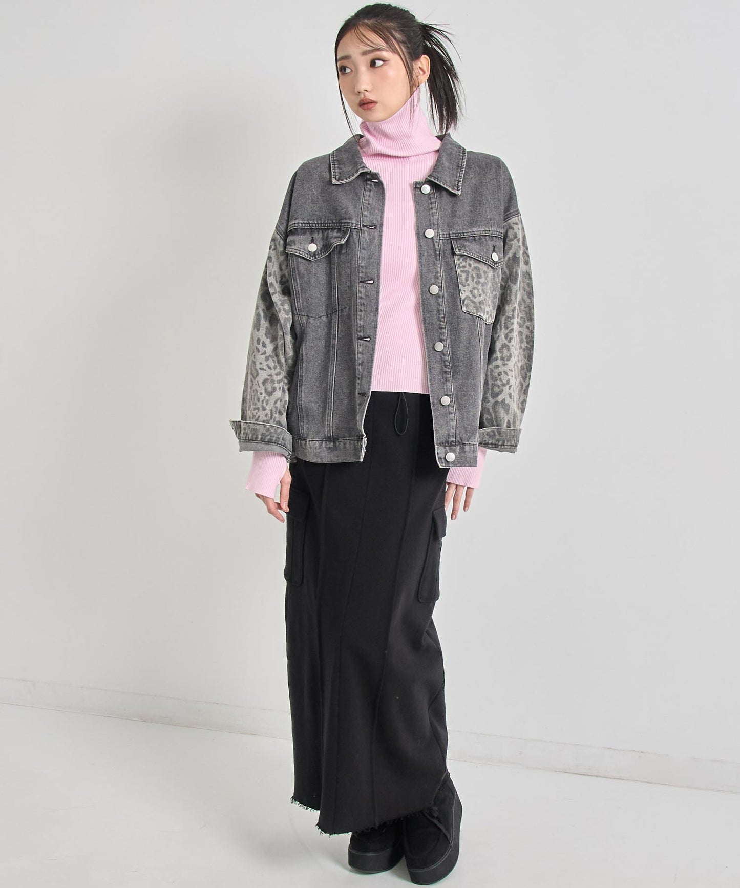 レオパード 切り替え デニム ジャケット 795-9390