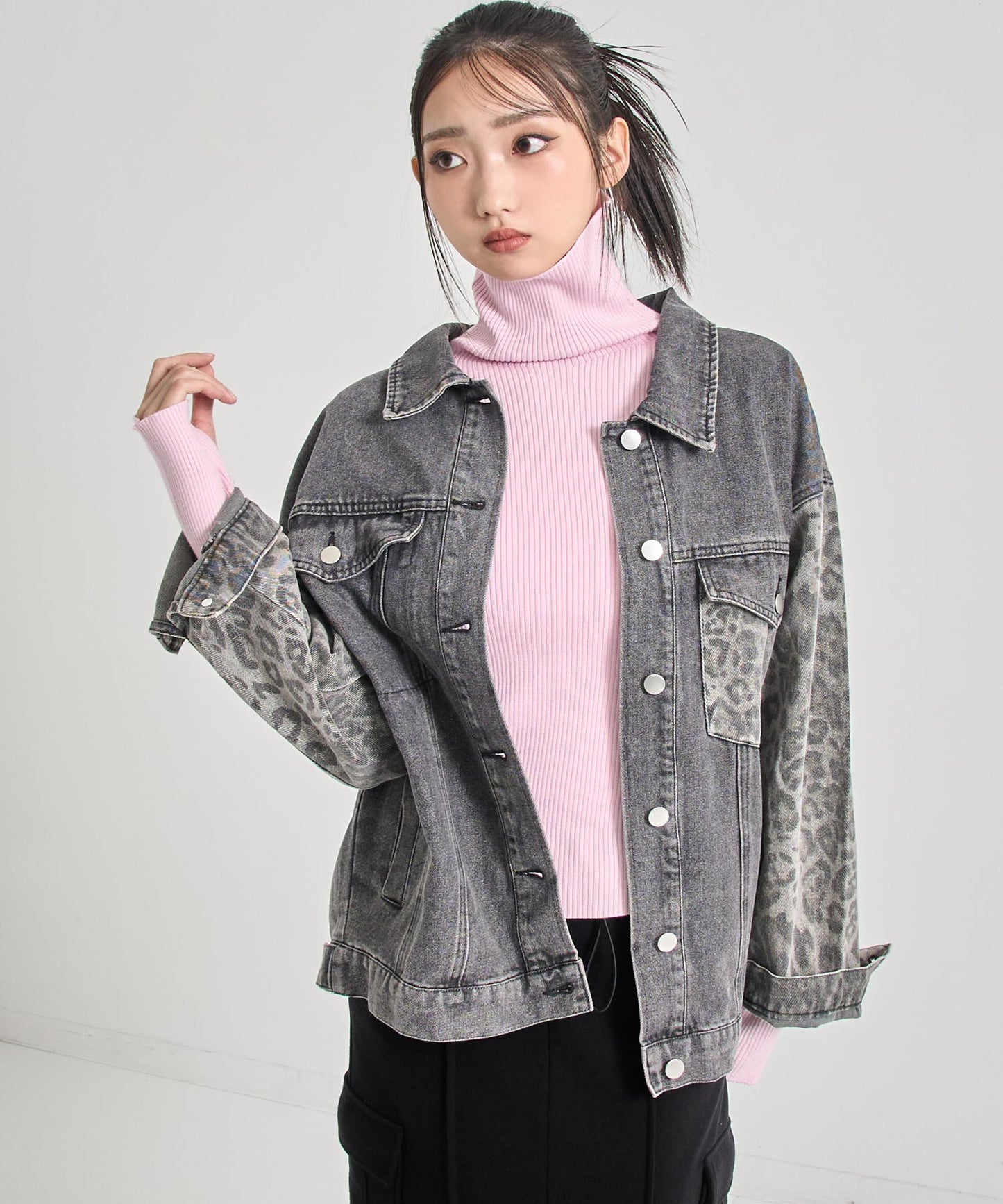 レオパード 切り替え デニム ジャケット 795-9390