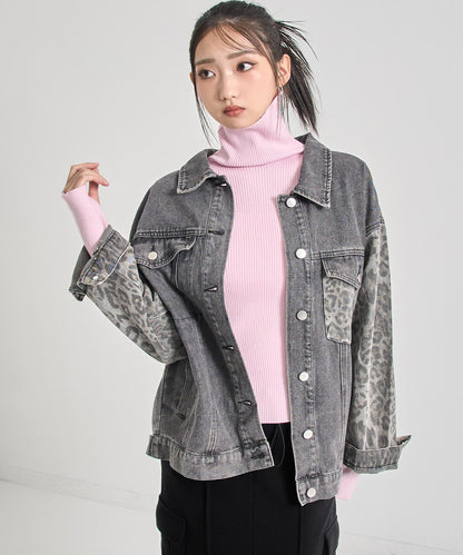 レオパード 切り替え デニム ジャケット 795-9390