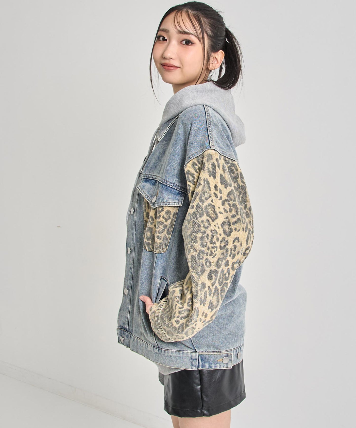 レオパード 切り替え デニム ジャケット 795-9390