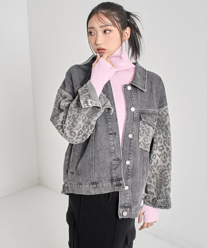 レオパード 切り替え デニム ジャケット 795-9390