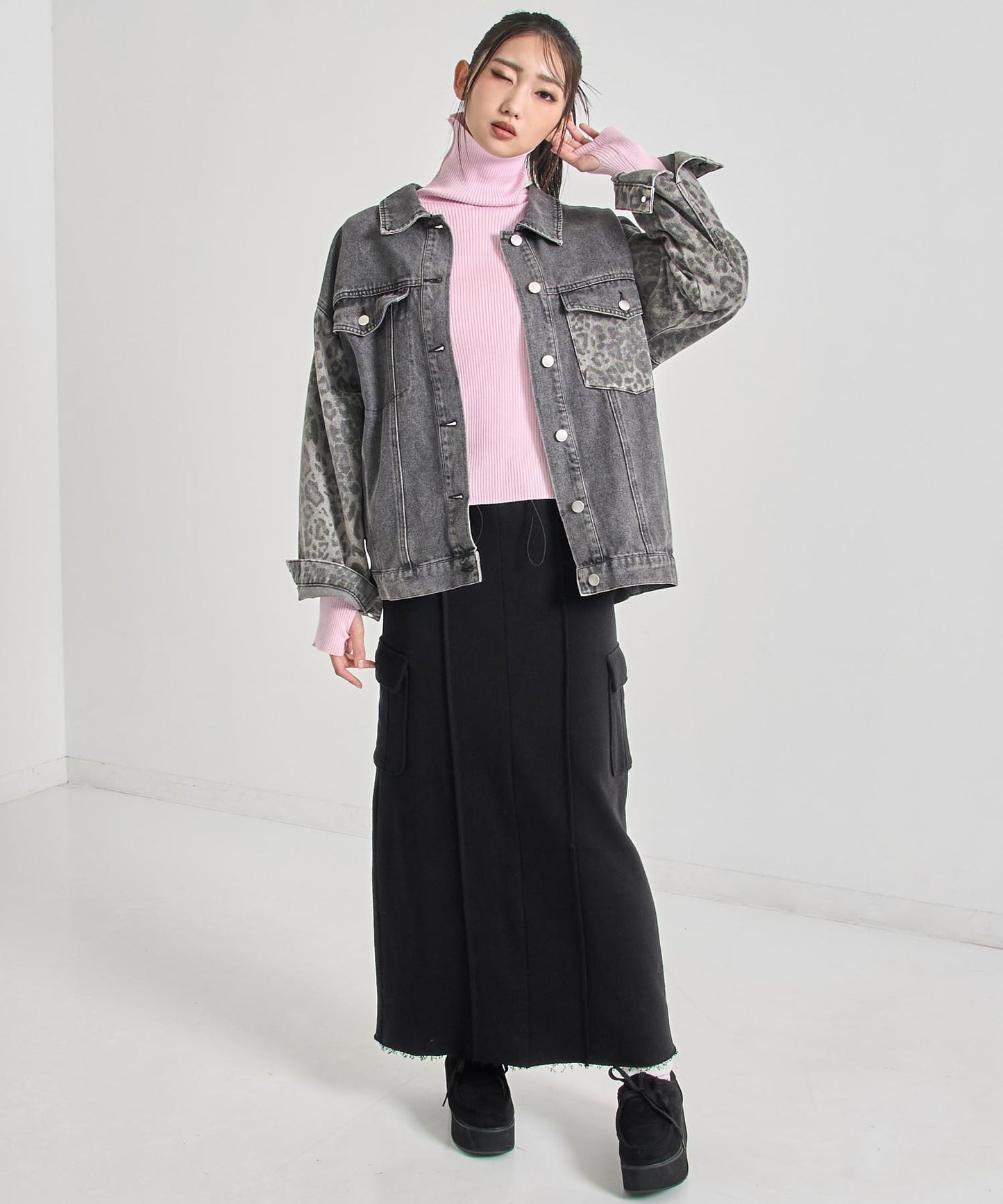 レオパード 切り替え デニム ジャケット 795-9390