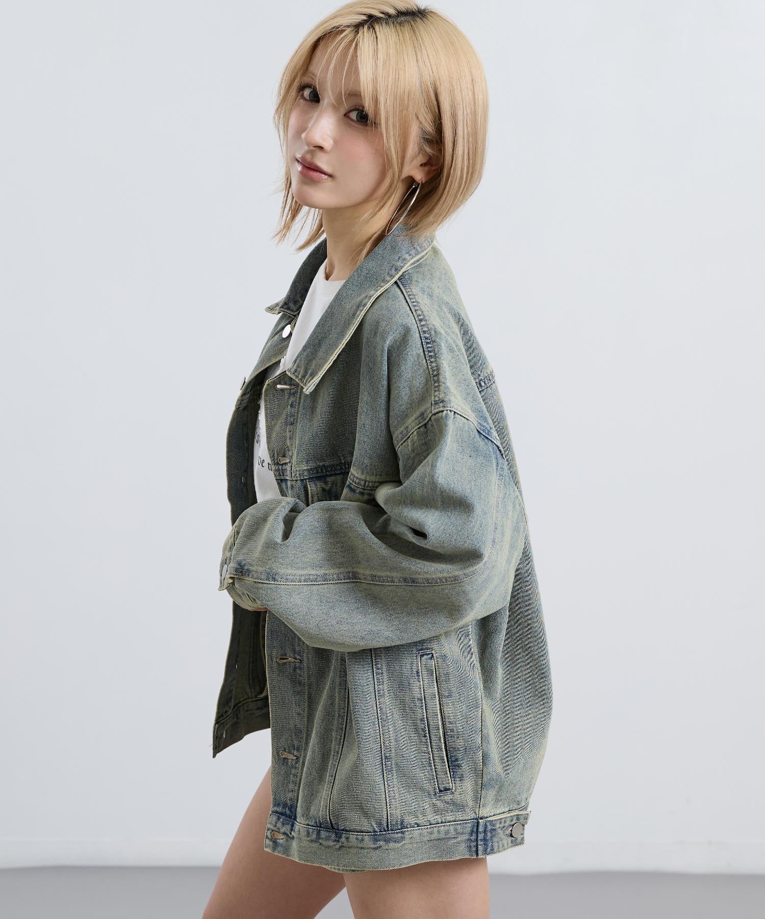 ウォッシュ加工 オーバーサイズ デニム ジャケット 795-9482 – ANAP