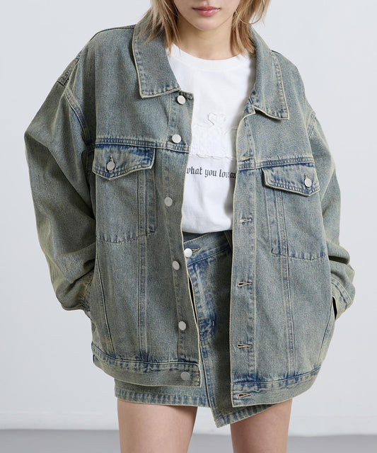 ウォッシュ加工 オーバーサイズ デニム ジャケット 795-9482
