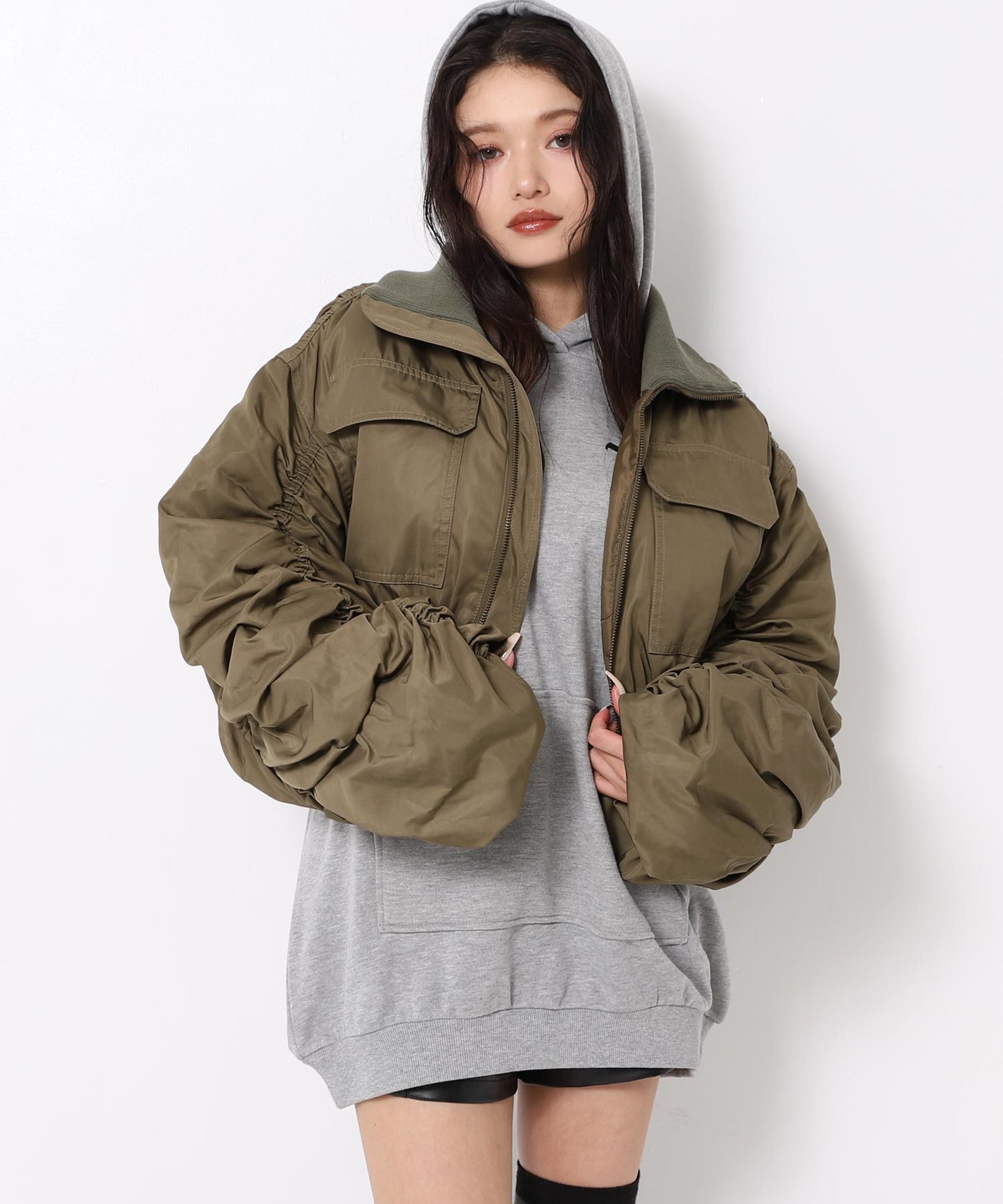 【販売間近】シャーリング スリーブ ショート ブルゾン 796-9367